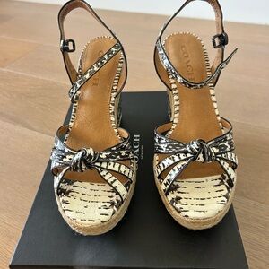 Coach Dalton Land Snake Wedge Heels Size 8M Black White